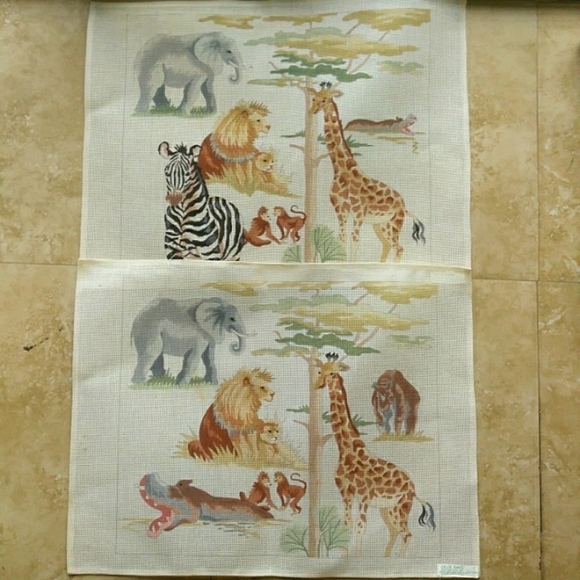 Deux Amis Wall Decor Deux Amis Needlepoint African Safari Animals